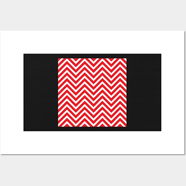Red and White Chevron Pattern Wall Art by 2CreativeNomads